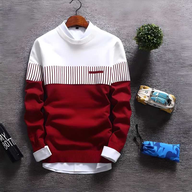 Cotton Blend Color Block Full Sleeves T-Shirt